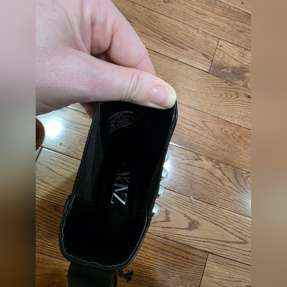 Zara Pearl Strap Black Leather Chelsea Boots Blogger Fav 38 - Picture 8 of 16